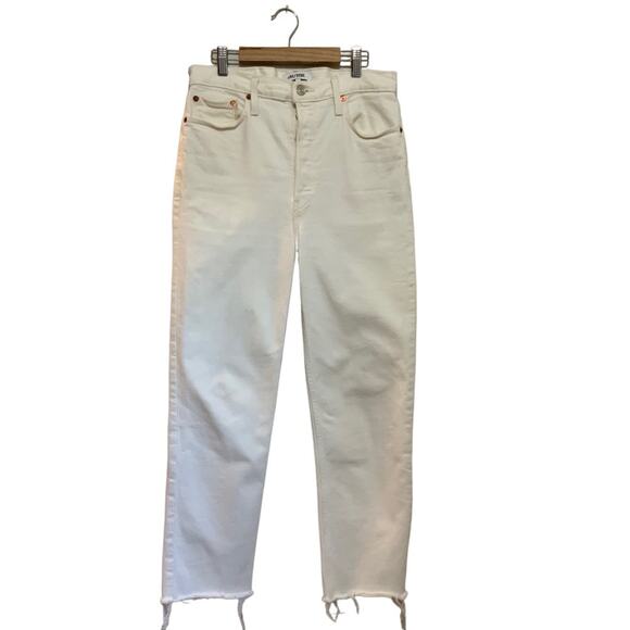 Re/Done Vintage White 70's Stovepipe Straight Jeans Raw Ankle sz 30 EUC - Picture 1 of 6